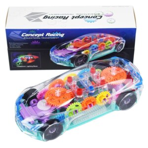 Transparent Concept Racing Car Toy with Colorful Gears, Lights, and Music – STEM Learning for Kids